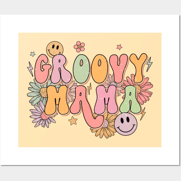 Groovy Mama Retro 70s Funky Hippie Mothers Day Wall Art by Lavender Celeste